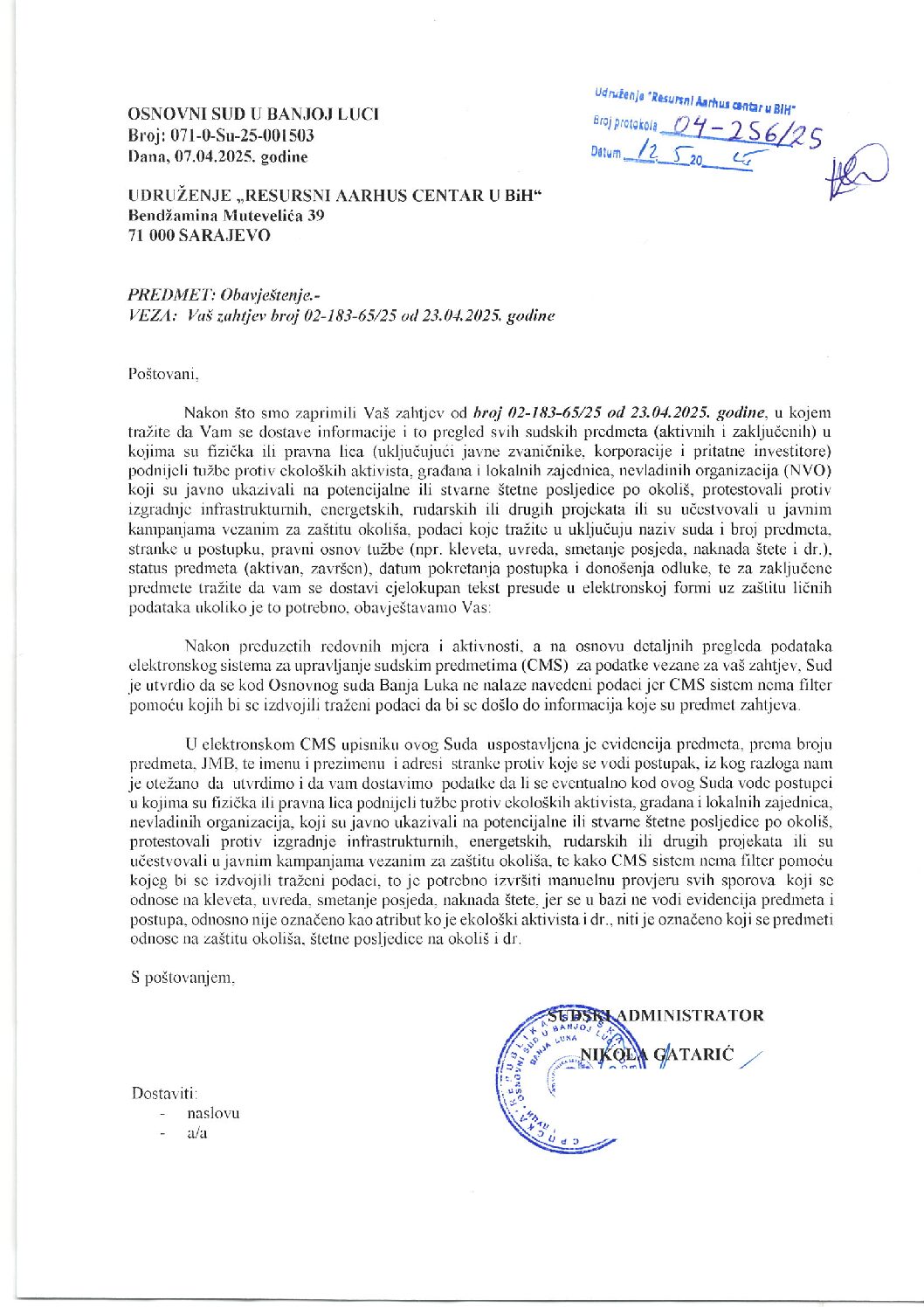 Osnovni sud u Banja Luci, 12.5.2025.