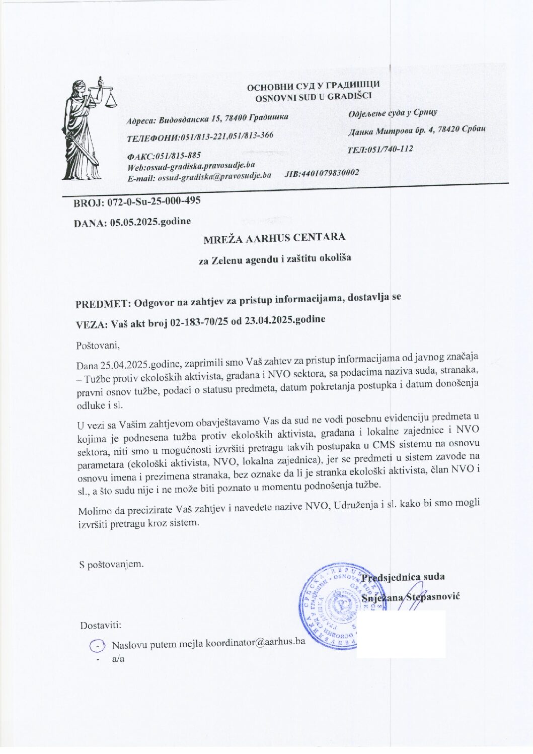 Osnovni sud u Gradišci, 7.5.2025.