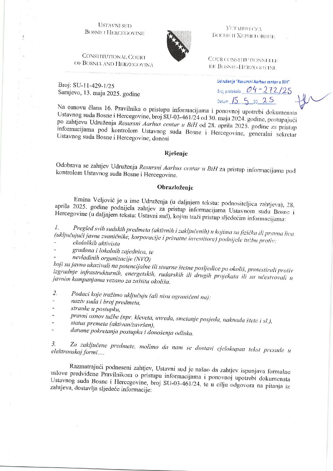 Ustavni sud BiH, 15.5.2025.