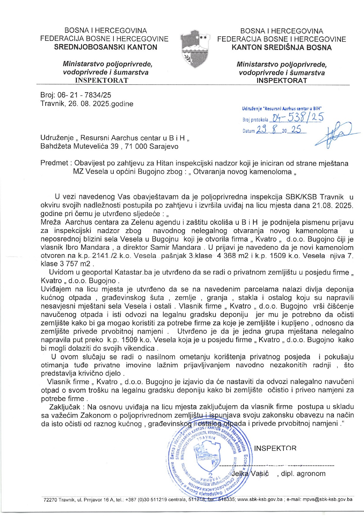 Kantonalni inspektor, 26.8.2025.